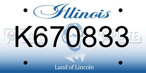 K670833 Illinois License Plate