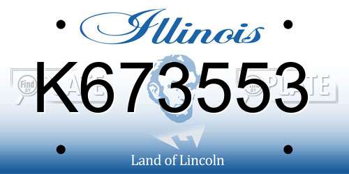 K673553 Illinois License Plate