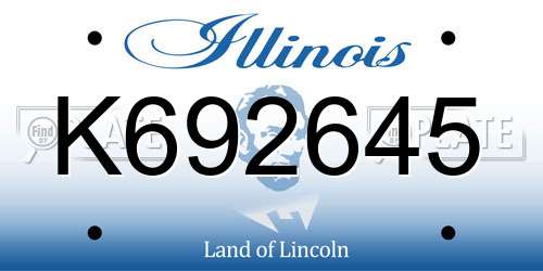 K692645 Illinois License Plate