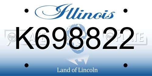 K698822 Illinois License Plate
