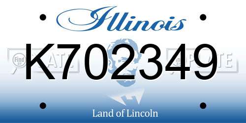 K702349 Illinois License Plate