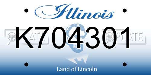 K704301 Illinois License Plate