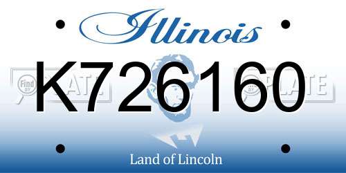 K726160 Illinois License Plate