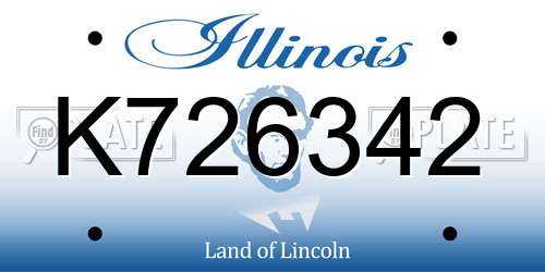 K726342 Illinois License Plate