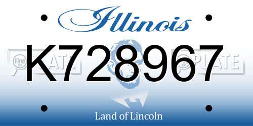 K728967 Illinois License Plate