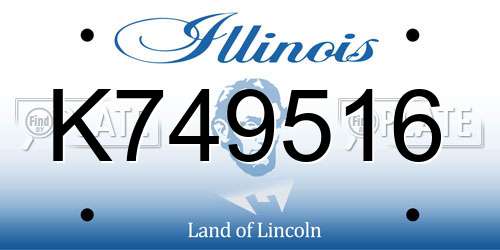 K749516 Illinois License Plate