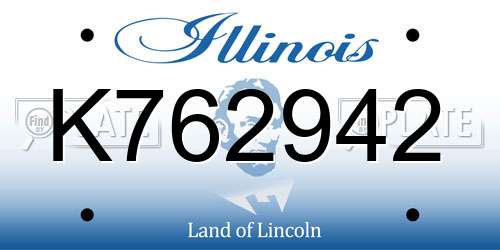 K762942 Illinois License Plate