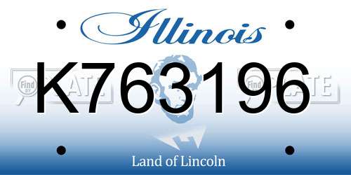K763196 Illinois License Plate