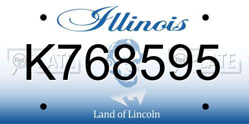 K768595 Illinois License Plate