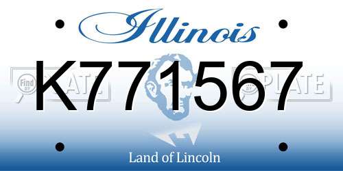 K771567 Illinois License Plate