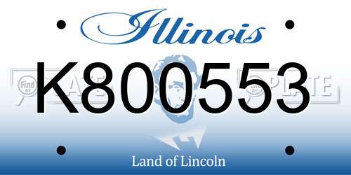 K800553 Illinois License Plate
