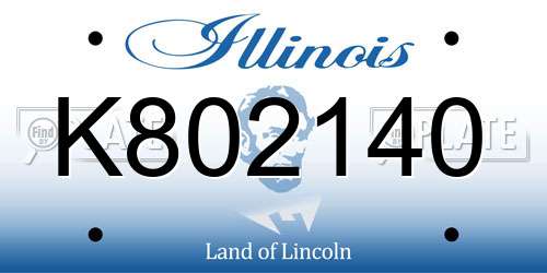 K802140 Illinois License Plate