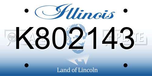 K802143 Illinois License Plate