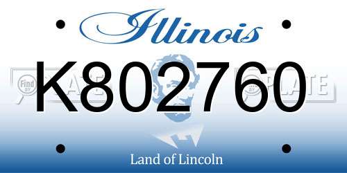 K802760 Illinois License Plate