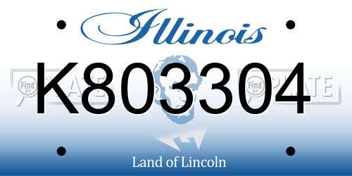 K803304 Illinois License Plate