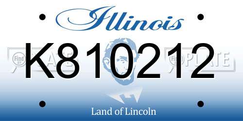 K810212 Illinois License Plate