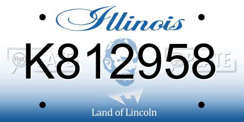 K812958 Illinois License Plate