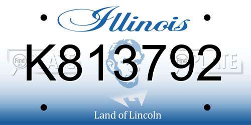K813792 Illinois License Plate