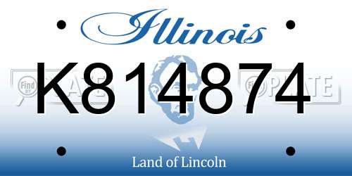 K814874 Illinois License Plate