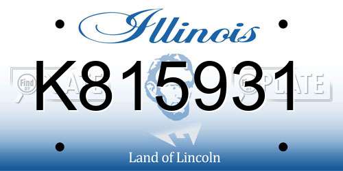 K815931 Illinois License Plate