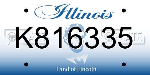 K816335 Illinois License Plate