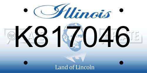 K817046 Illinois License Plate