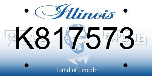 K817573 Illinois License Plate
