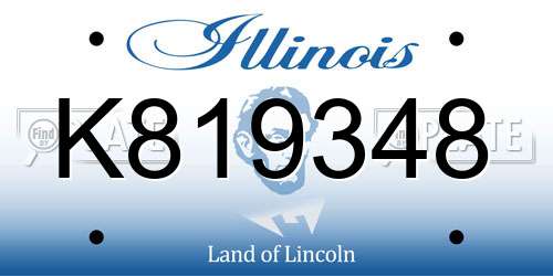 K819348 Illinois License Plate