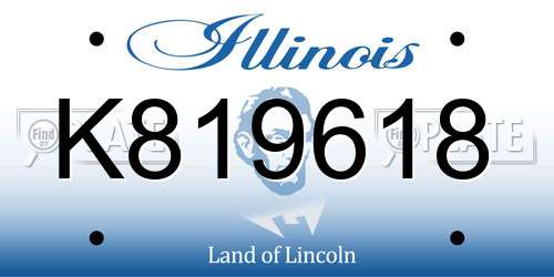 K819618 Illinois License Plate