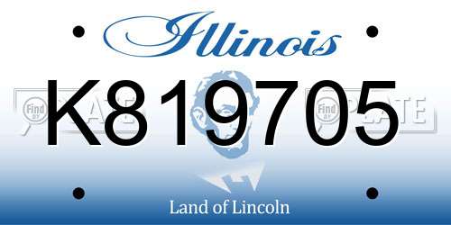 K819705 Illinois License Plate