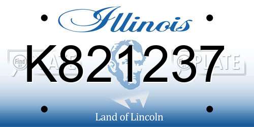 K821237 Illinois License Plate