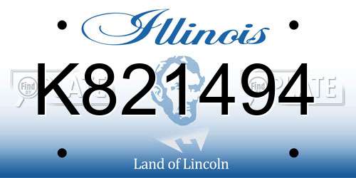 K821494 Illinois License Plate