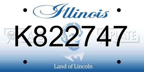 K822747 Illinois License Plate