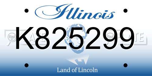 K825299 Illinois License Plate