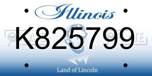 K825799 Illinois License Plate