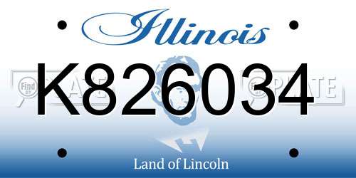 K826034 Illinois License Plate