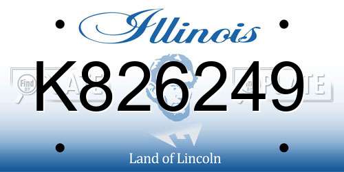K826249 Illinois License Plate