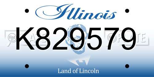 K829579 Illinois License Plate