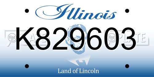 K829603 Illinois License Plate