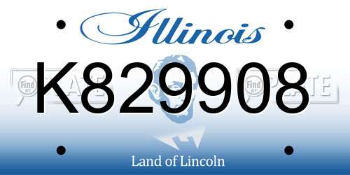 K829908 Illinois License Plate