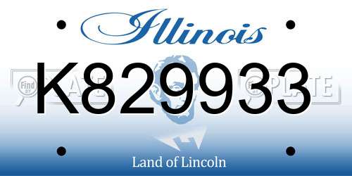 K829933 Illinois License Plate