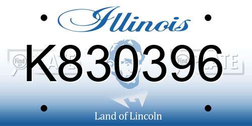 K830396 Illinois License Plate