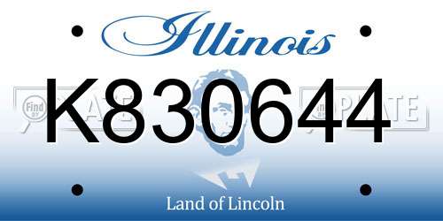 K830644 Illinois License Plate