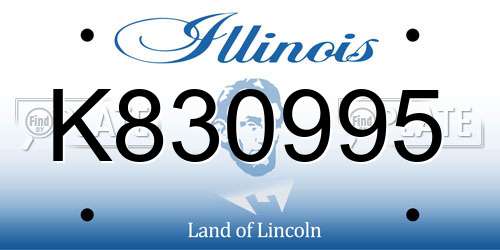K830995 Illinois License Plate