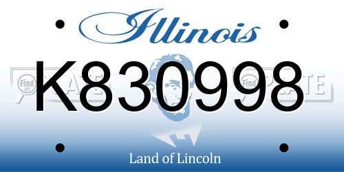 K830998 Illinois License Plate
