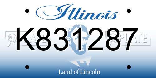 K831287 Illinois License Plate