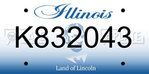 K832043 Illinois License Plate