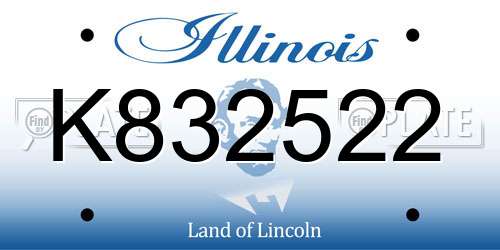 K832522 Illinois License Plate