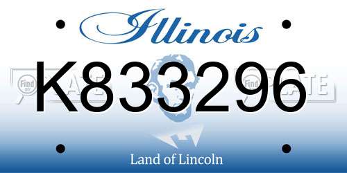 K833296 Illinois License Plate