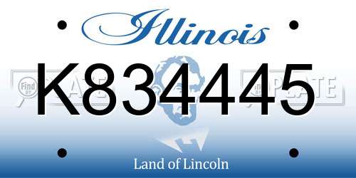 K834445 Illinois License Plate